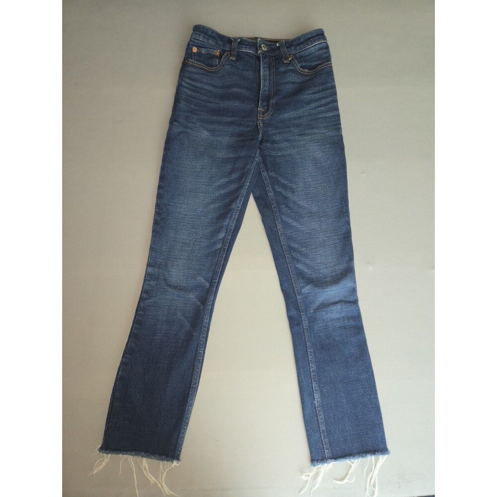Abercrombie Fitch Simone High Rise Slim Jeans Womens Size 25 0R Raw Hem Dark